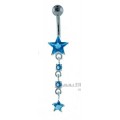 Navel bar with crystal star dangle.