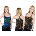 Black and Rainbow tie dye spaghetti vest top