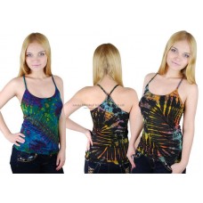 Turquoise & Purple mix tie dye spaghetti vest top