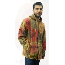 Zip Front Fleece Lined Patchwork Hoody