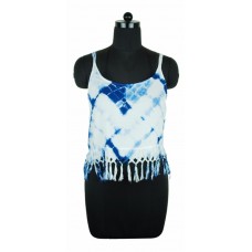 Fringed Cropped Tie Dye Vest Top