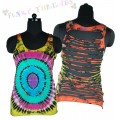 Black and Rainbow Tie Dye Slashed Back Vest Top
