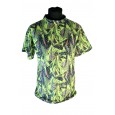 Hand Made Lycra UV T-Shirt In Neon Green Rock Star Hologram Print