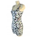 Hand Made Body Con Mini Dress; Rainbow Metallic Zebra Print