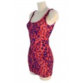 Hand Made Body Con Mini Dress; UV Red & Purple Leopard Print