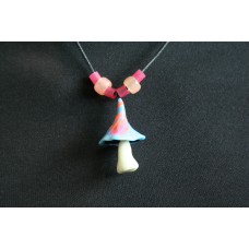 UV Blue, Orange & Pink Magic Mushroom Neclace