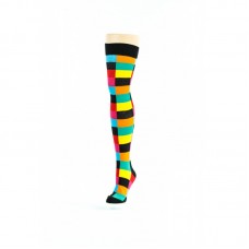 Multi Coloured Check Over Knee Socks