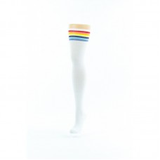 White and Rainbow Thigh High Socks