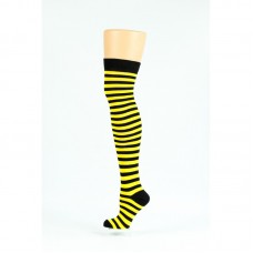 Black and yellow striped over knee socks