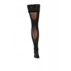 Black Hold-Ups with Faux Lace Up Detail