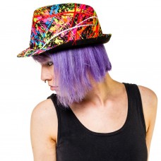 Hand UV Splattered Black Trilby