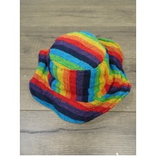 Rainbow Striped Wire Brim Sun Hat Fair Trade