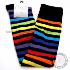 Black and rainbow striped over knee socks